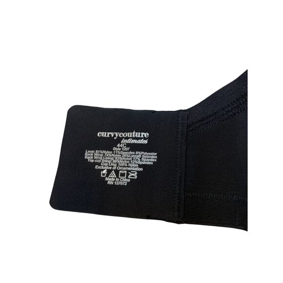 Curvy Couture 44C Everyday Glamour Black Lacy Unlined UW Bra 1207 NWT - Picture 10 of 12